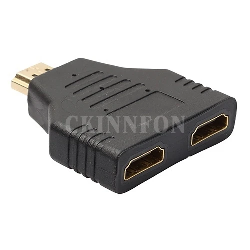 100 шт./лот черный практичный HDMI совместимый штекер на 2 гнезда 1 в Выход