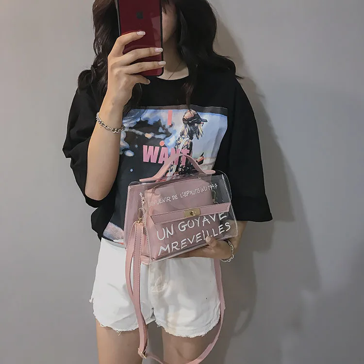 Прозрачная ПВХ модная сумка через плечо прозрачный Желейный клатч сумочка прозрачная сумка через плечо пластиковая пляжная сумка