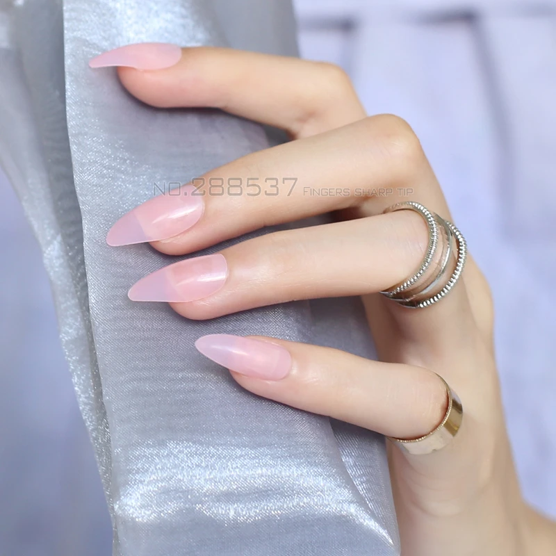 Новый прозрачный порошок Полный ногтей удобный искусственный острый розовый 24