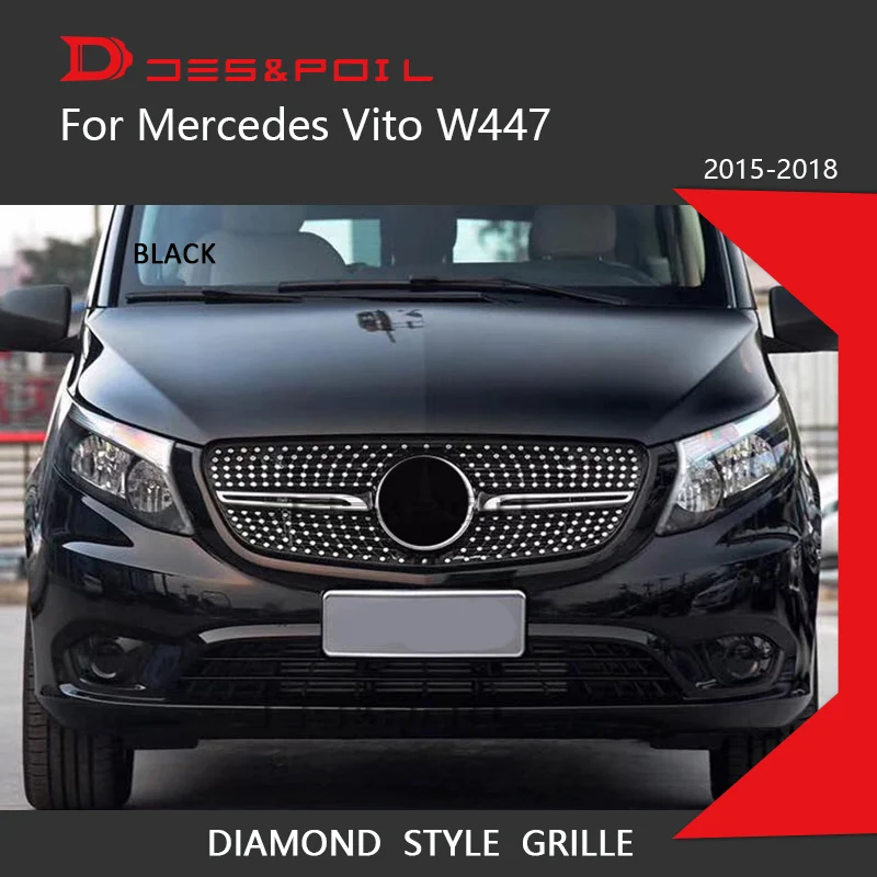 Vito Алмазная решетка черный серебристый хром для Mercedes Benz MPV эксклюзивный передний бампер гоночный гриль
