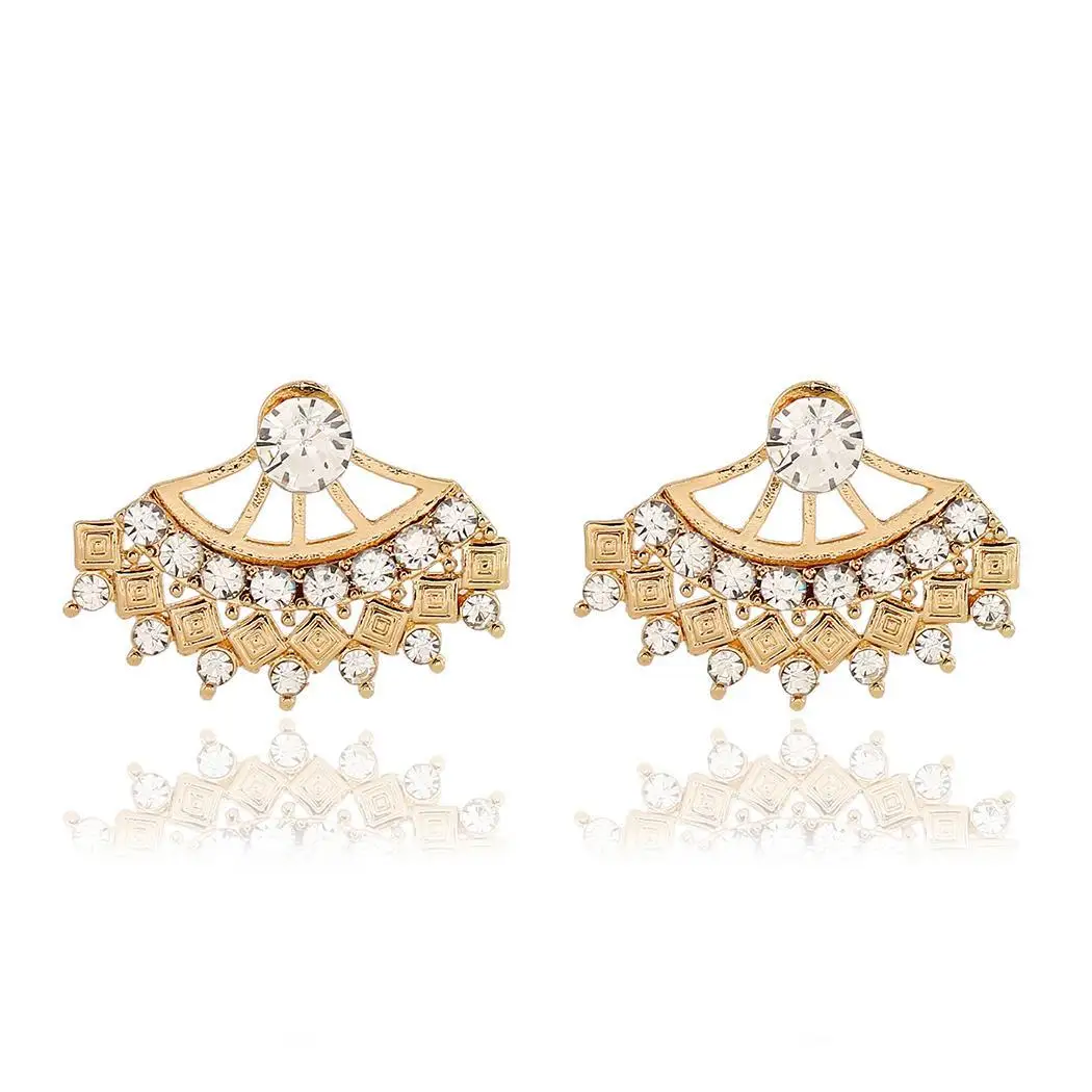 Повседневное золото Винт Для женщин Drop Rhinestone геометрический назад пирсинг