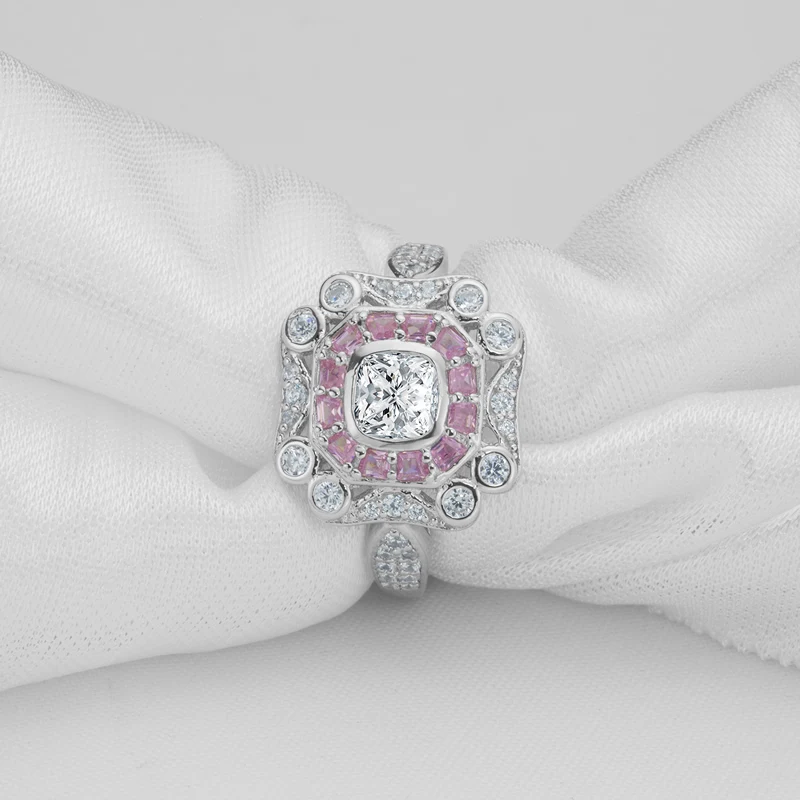 Кольцо женское из серебра 0 63 пробы с искусственным ореолом 925 карата|engagement ring|fashion