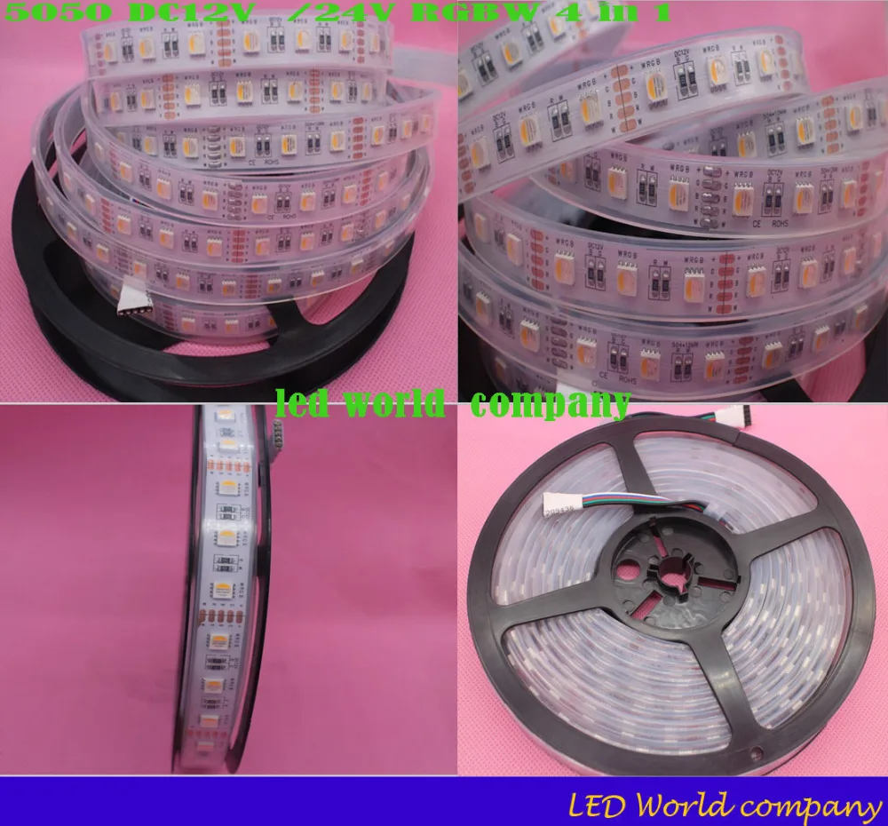 4 в 1 RGBW Светодиодная лента 5050 DC12V/24 V гибкий светодиодный свет RGB + белый/RGB теплый