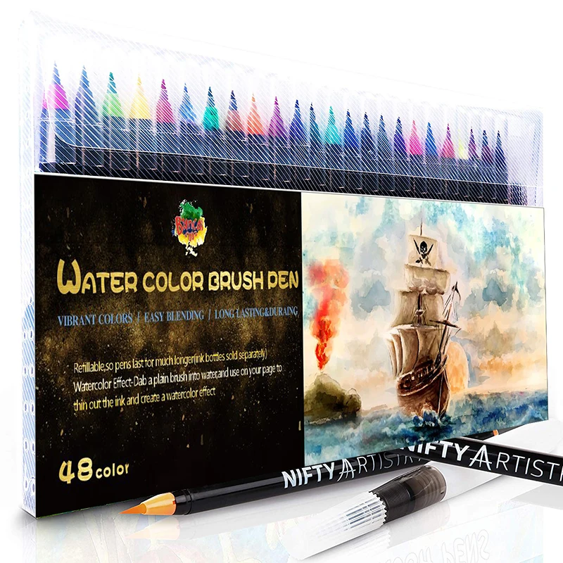 Акварельная кисть ручка 48 цветов маркеры для каллиграфии раскраска рисунок Oen