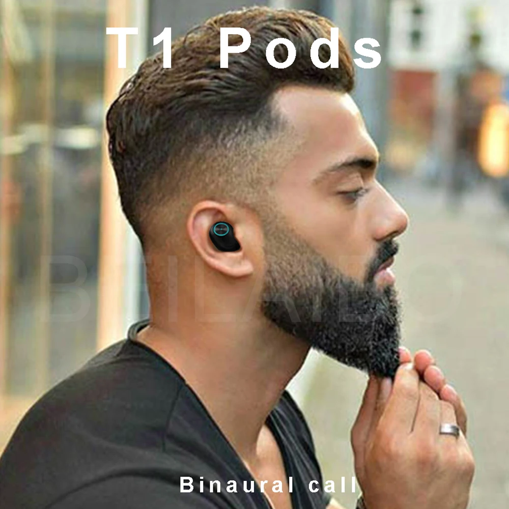 Новый Bluetooth гарнитуры T1 стручки наушники вкладыши TWS с двойной ухо стерео