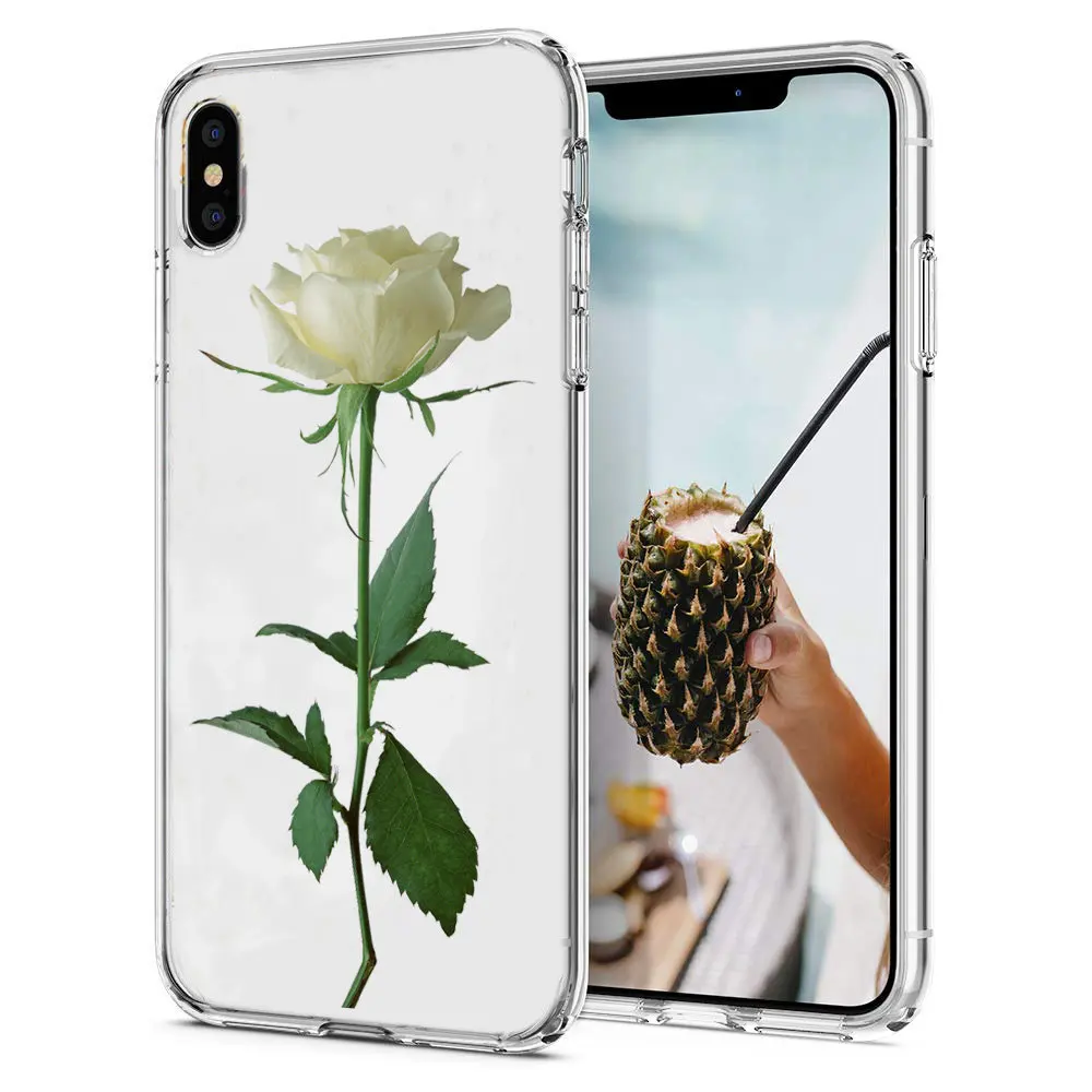 Чехол для телефона чехол iPhone X XS XR с цветком розы листья силиконовый iphone 6 S 7 8 Plus 10