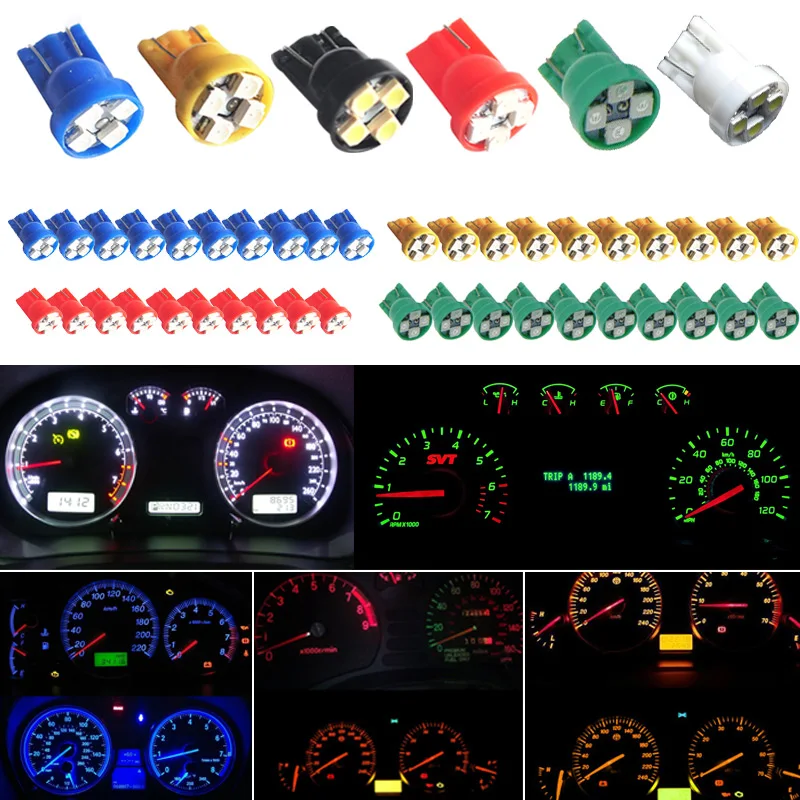 

Hot 10pcs T10 4-SMD Wedge Interior Instrument Side Car Light Bulb Lamp BX