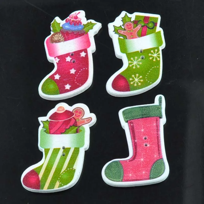 Смешанные Рождественские Кнопки для носков, 50 шт., кнопки ручной работы для рукоделия, скрапбукинга, аксессуары для рукоделия 23x40 мм MT0847