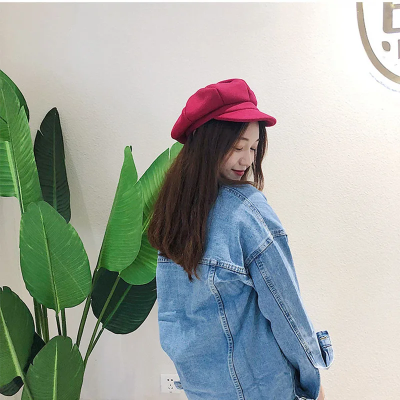 Шапка женская хлопковая однотонная восьмиугольный головной убор Повседневная