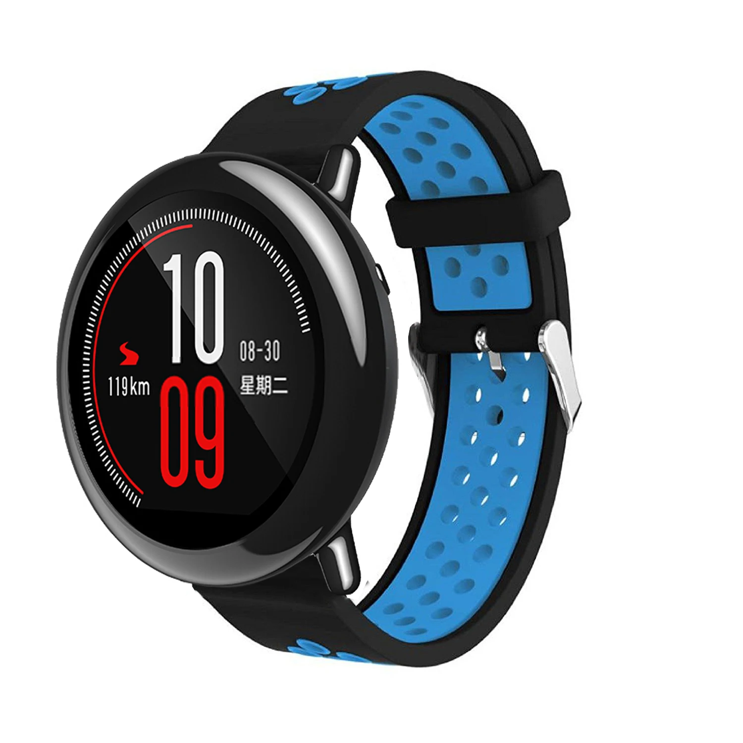 Модный спортивный силиконовый ремешок 22 мм, ремешок для Xiaomi Huami Amazfit PACE, смарт-часы с пряжкой, ремешок для мужчин и женщин - Цвет: black blue