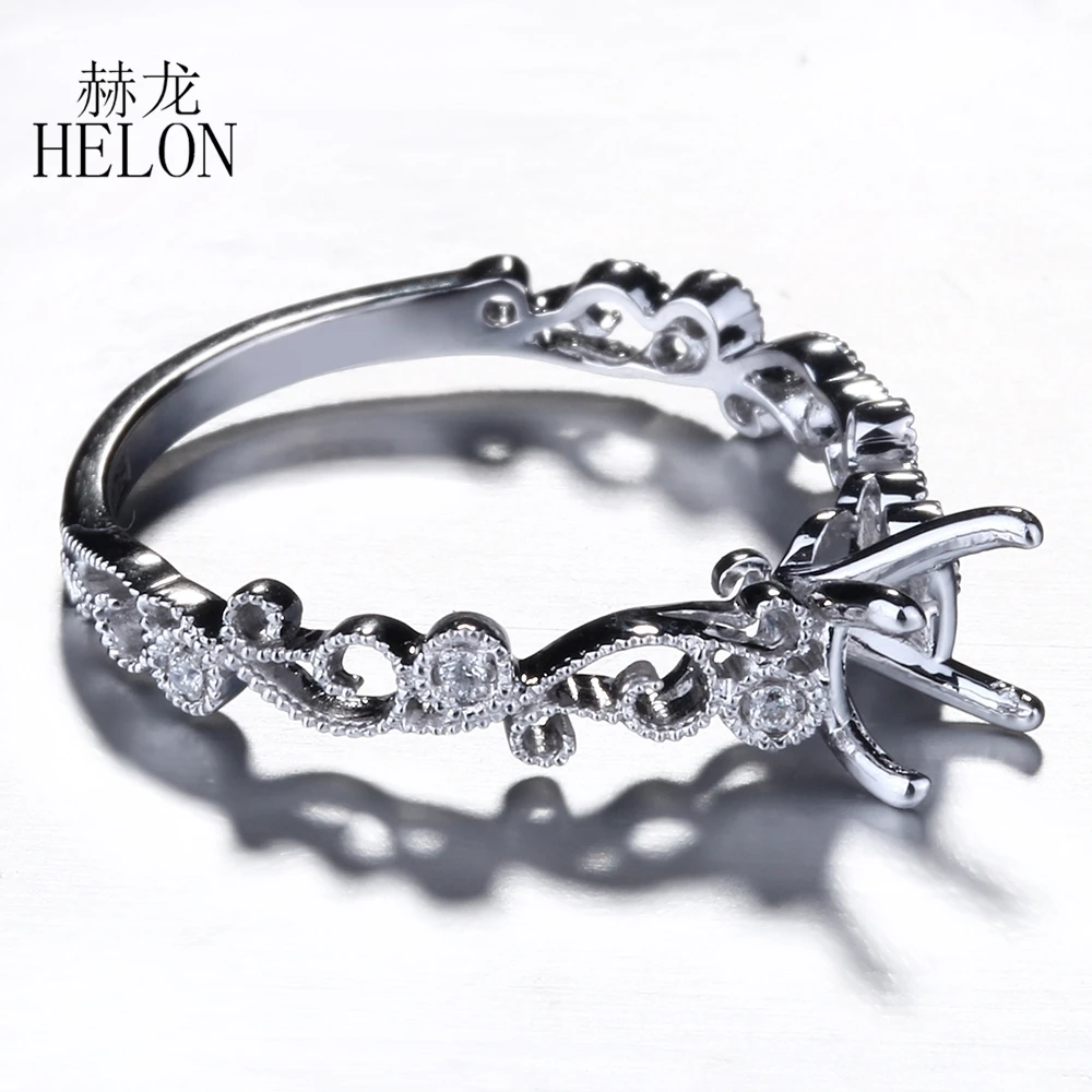 

HELON 5-6mm Round Cut Semi Mount Ring 925 Sterling Silver Natural Diamonds Engagement Weddding Women Trendy Fine Jewelry ring