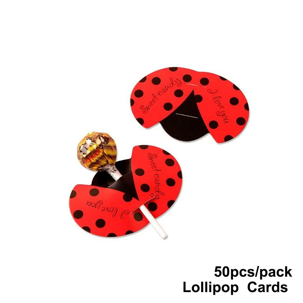 ladybug 50pcs 24 шт Русалка Принцесса леденец открытки ребенок душ украшения день рождения замороженные Русалка Вечерние принадлежности - Цвет: ladybug 50pcs