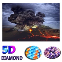 5d diy round diamond painting volcano eruption landscape scenery cross stitch diamond embroidery kits diamond mosaic home decor