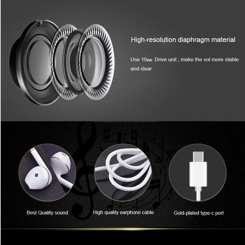 Наушники USB Type C проводные с микрофоном наушники вкладыши типа для LeEco Le 2 / Max/ Pro Xiaomi