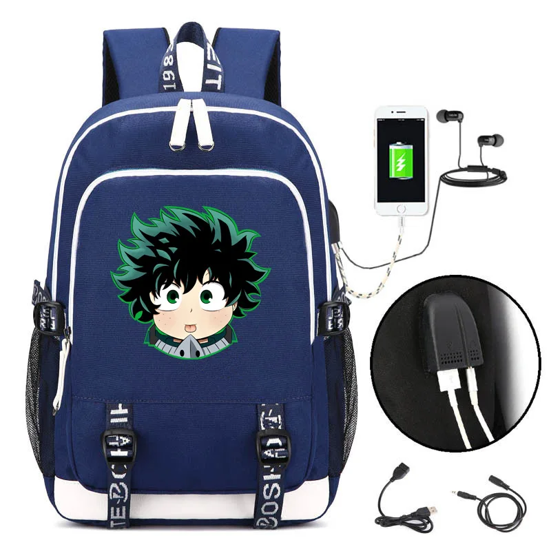 Рюкзак для ноутбука с зарядкой через usb для ноутбука My Hero Academy школьная сумка в стиле аниме рюкзак дорожный рюкзак - Цвет: YW 7
