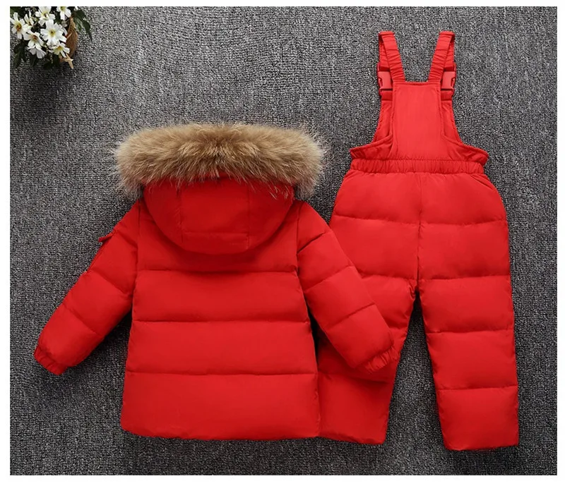 Dulce Amor Kid Down Jacket Set Baby Boys Girls Clothes Winter Warm Thick Hooded Duck Jacket+Romper 2Pcs Suit Outerwear | Детская одежда
