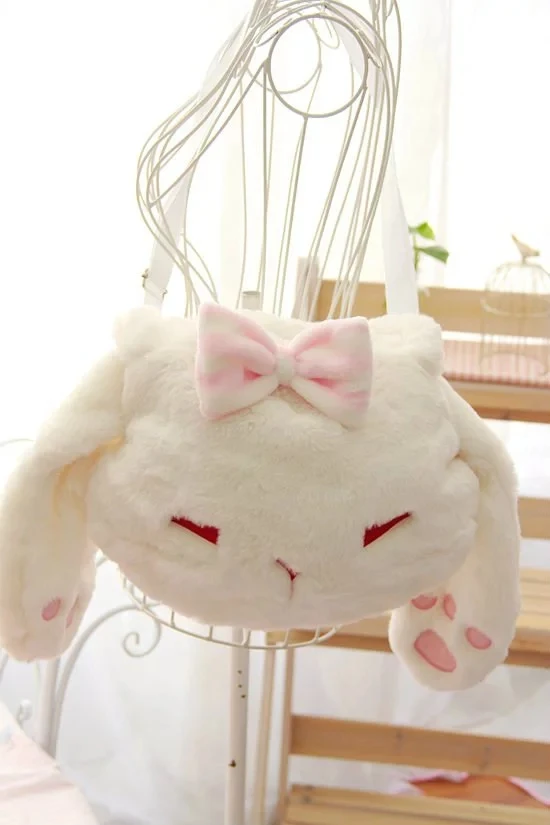 

c-youyou soft sister paper Meng cute backpack stuffed bunny, white rabbit messenger bag, shoulder bag, travel debris storage bag