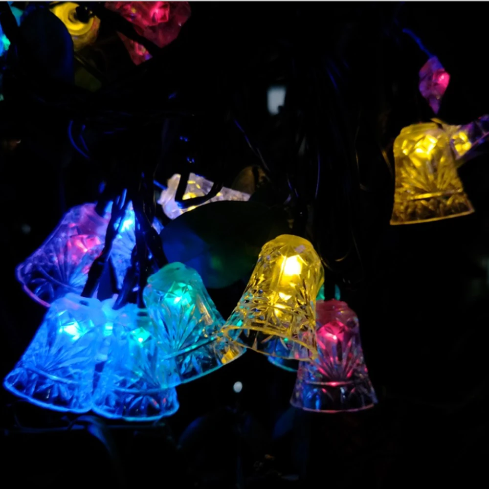 ЭГ LED Рождество Lights Открытый Солнечный строка ligts 20LED 4.8 м Xmas света Белл Фея огни