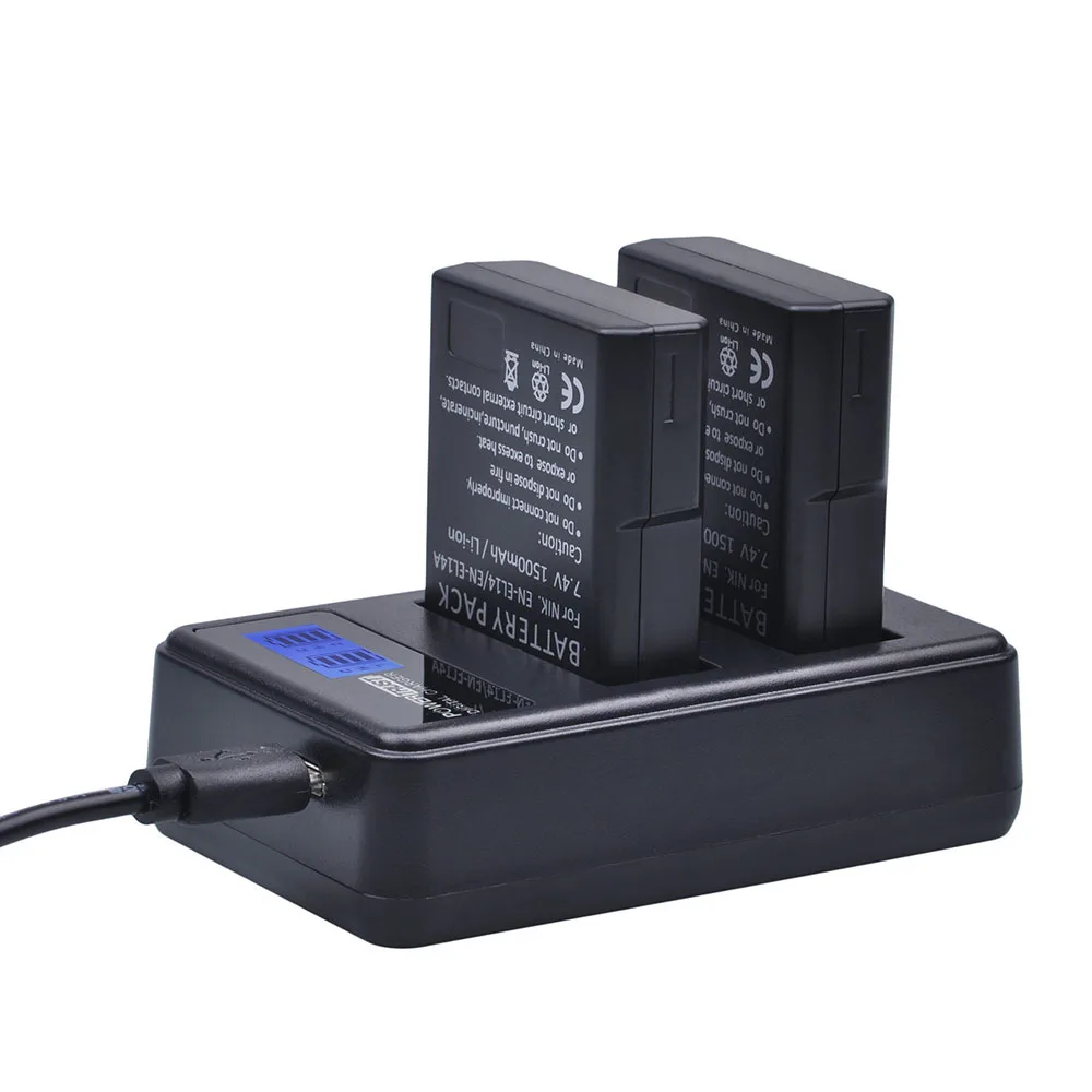 

2x1500 мАч EN-EL14 EN-EL14a en EL14 Батарея + ЖК-дисплей USB двойной Зарядное устройство для Nikon P7800, P7100, d3400, D5500, D5300, D5200, D3200, D3300, DF