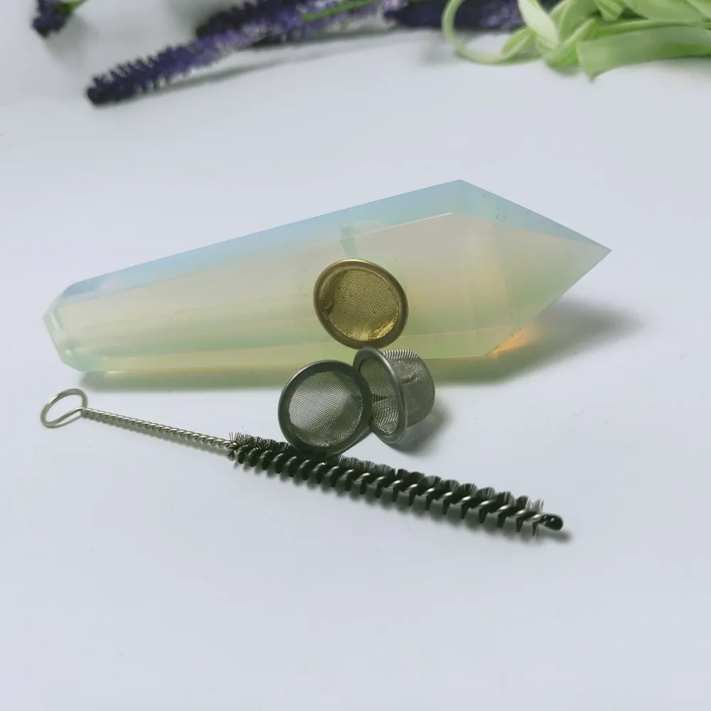 

Drop shipping crystal wand pipe Natural opal quartz crystal smoking pipe Gemstone cigarette holder for gift