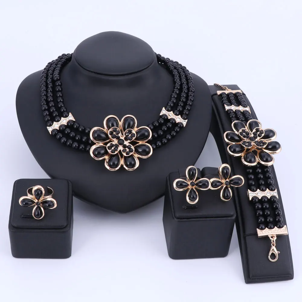 OUHE набор ювелирных изделий золотого цвета с искусственным жемчугом для женщин