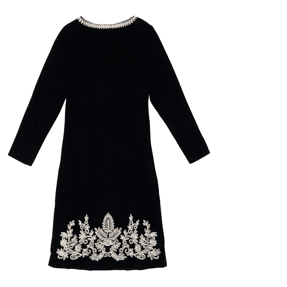 Винтажное ретро платье 2018 Осень Зима Vestidos женское винтажное с вышивкой и длинным
