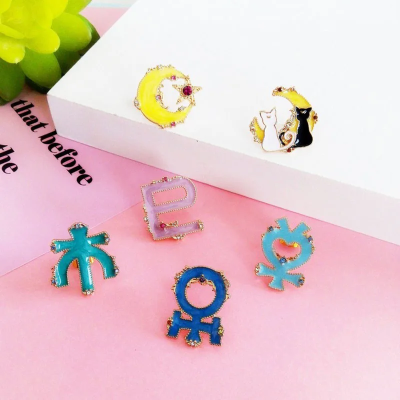 Аниме Сейлор Мун Луна Сенши значок брошь Косплей Костюм палочка|sailor brooch|brooch sailor