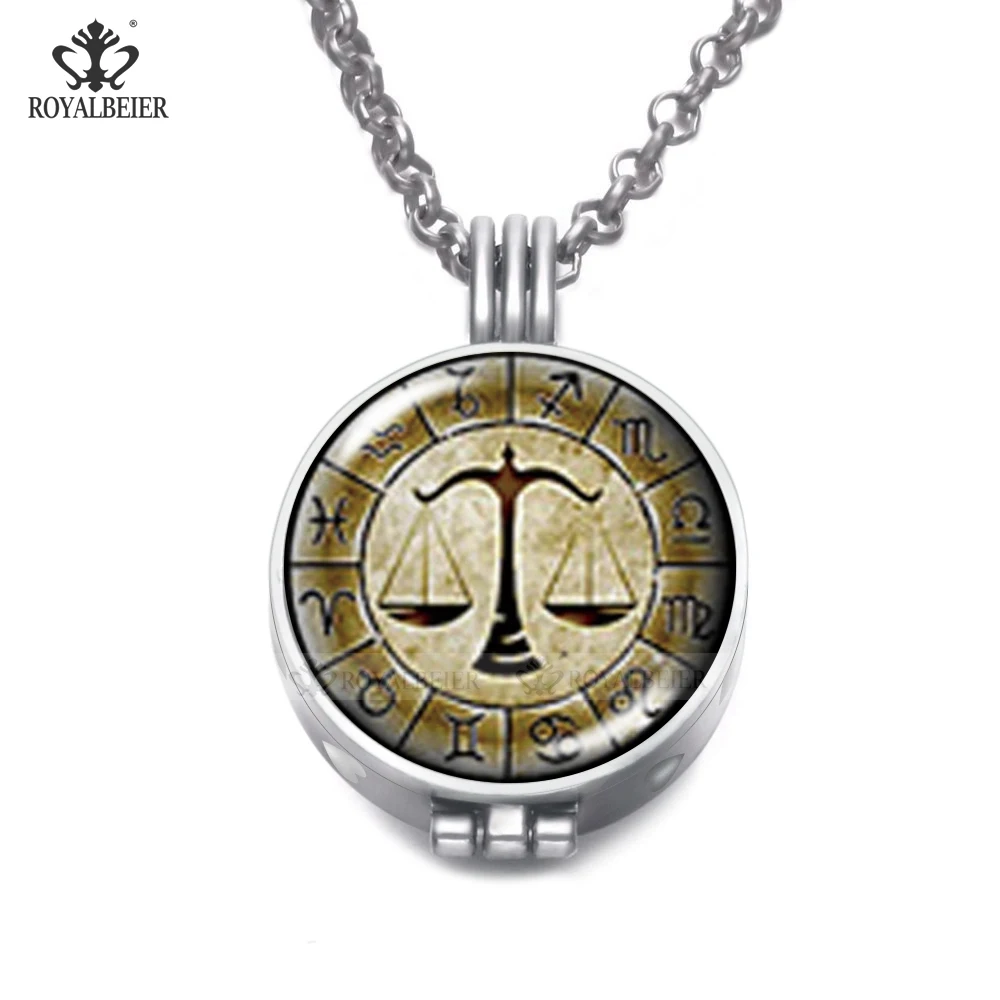 12pcs/lot Vintage Constellation &amp Zodiac Locket Pendant Necklace Perfume Fragrance Essential Oil Aromatherapy Diffuser DZ1824 | Украшения
