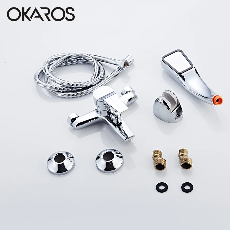Смеситель для ванны OKAROS хромированный смеситель душа с насадкой из АБС комплект