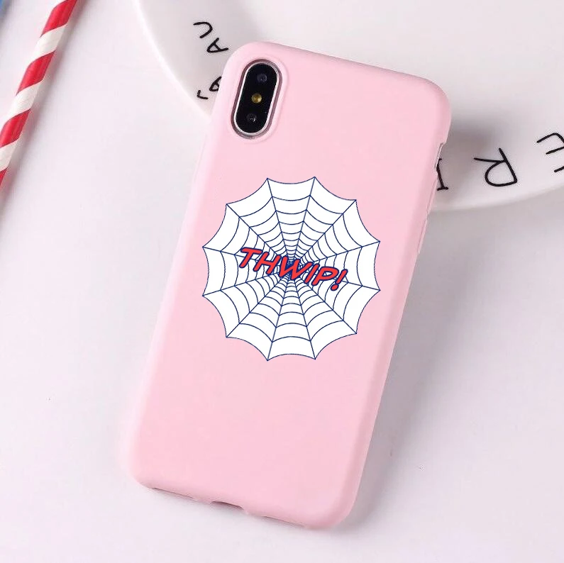 Marvel Batman Superman Spiderman Candy Color TPU Case phone For iphoneX 7 8 XS XR XSMAX Pink Red Yellow purple White Cover |