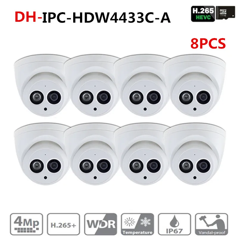 Dahua IPC HDW4433C A POE сетевая Мини купольная камера со встроенным микро 4MP CCTV 8 шт./лот для