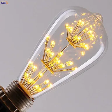 IWHD Bombillas Светодиодная лампа Эдисона 3 Вт A19 ST64 G80 винтажная Ретро Ampoule Gloeilamp