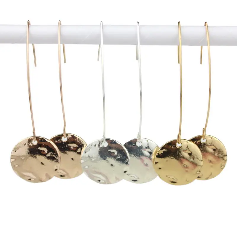 Серьги подвески ZWPON из металлического сплава с геометрической текстурой и