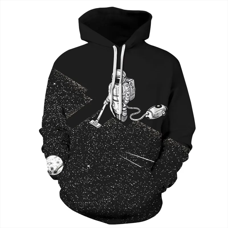 High Quality Funny Fashion Hoodies Men/Women 3D Sweatshirts Print Astronaut Vacuum Cleaner Thin Hooded Hoody Tops | Мужская одежда