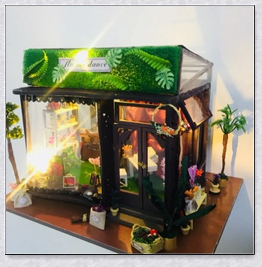 Кукольный дом подарки миниатюрные Diy головоломка игрушка модель деревянная мебель мини 3D Строительные блоки игрушки подарки на день рождения цветок танец