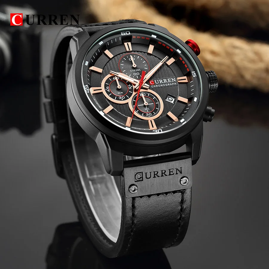 CURREN Мужские часы с хронографом, спортивные мужские часы, Топ бренд, Роскошные водонепроницаемые полностью Стальные кварцевые золотые часы, мужские часы