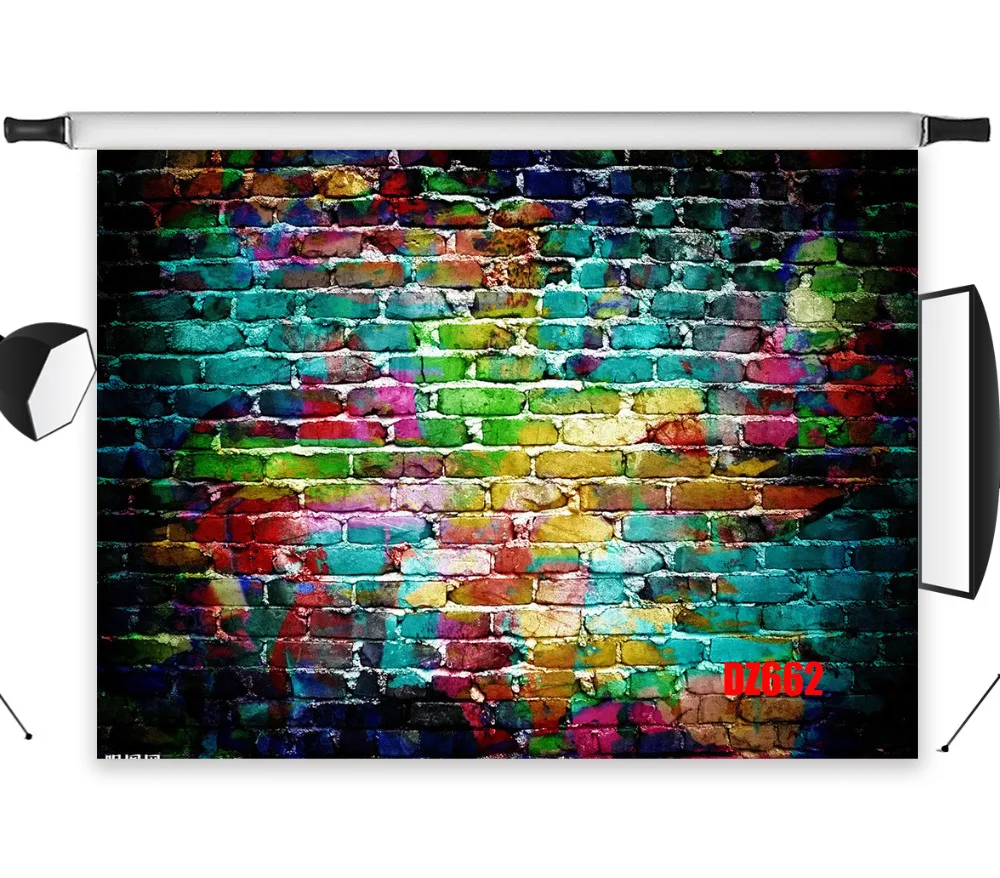 LB полиэстер и винил абстрактный красочный акварель кирпичная стена студия фон фотография Опора