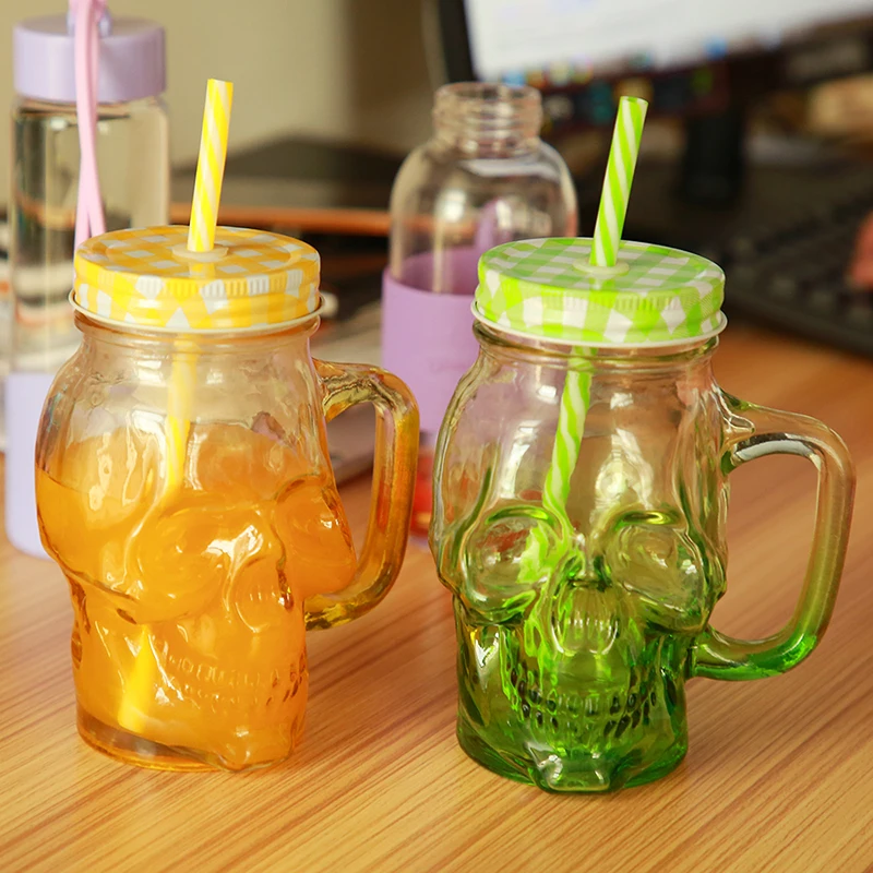 Стеклянная кружка с изображением черепа 450 мл|a cup|glass muga mug |