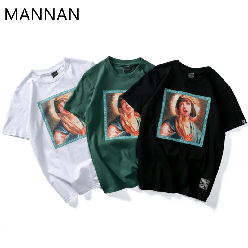 Футболка мужская с забавным принтом Девы Марии тенниска короткими рукавами в