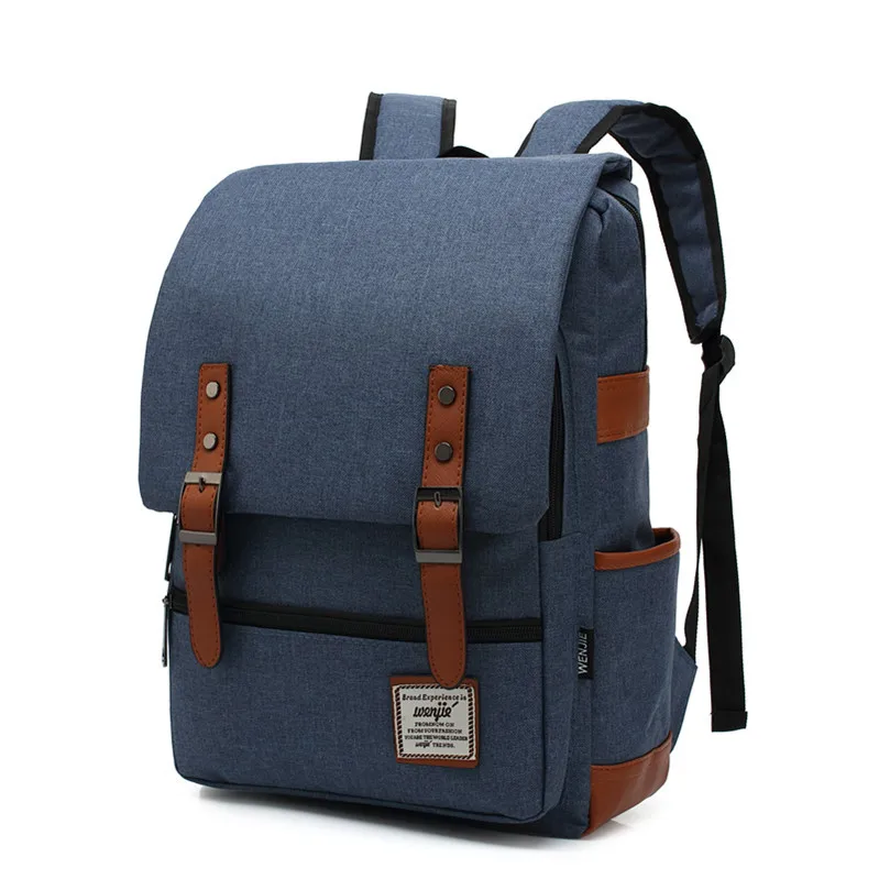New Hot Leather Belt Anti Theft Boy Girl Student School Bag Teenagers Schoolbags Canvas Women Bagpack Men Backpack Travel Bag - Цвет: 15 black zip