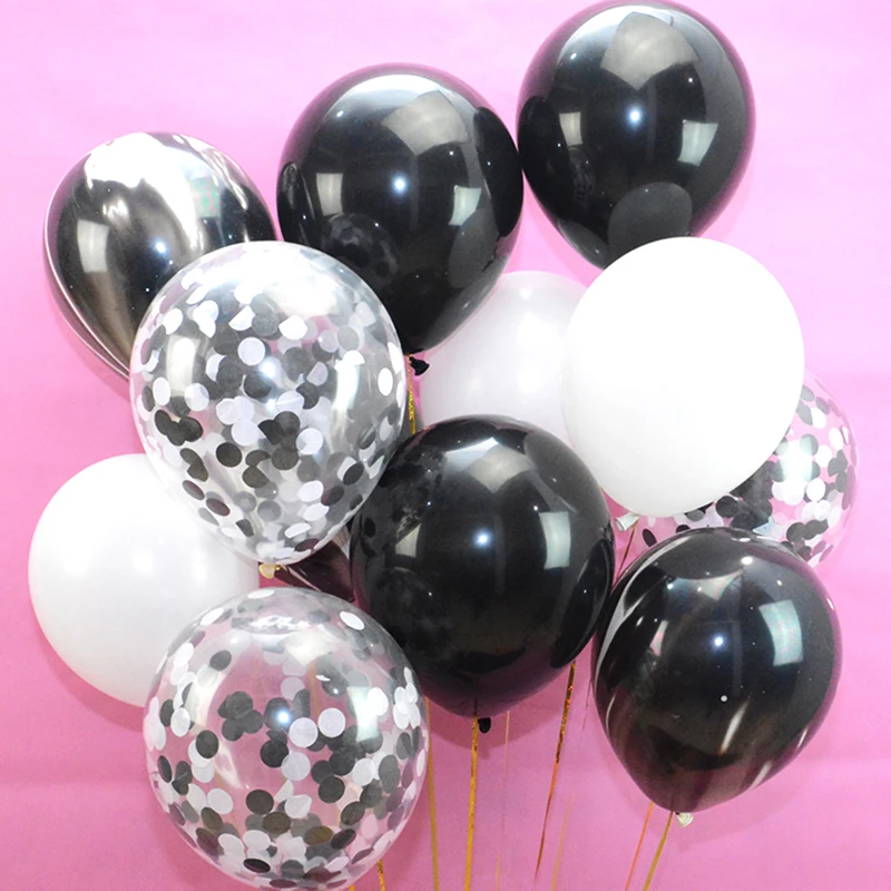 12 шт. круглые латексные воздушные шары Конфетти|balloon balloon|balloons blackballoon round |