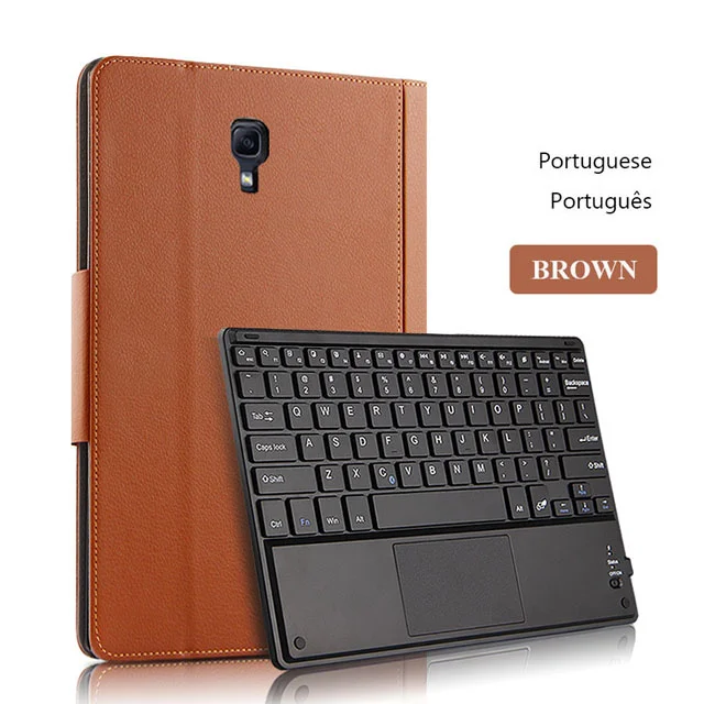 Portuguese Brown Чехол из искусственной кожи чехол для samsung Galaxy Tab A A2 10,5 SM-T590 T595 T597 съемный планшет Bluetooth клавиатура многоязычный - Цвет: Portuguese Brown