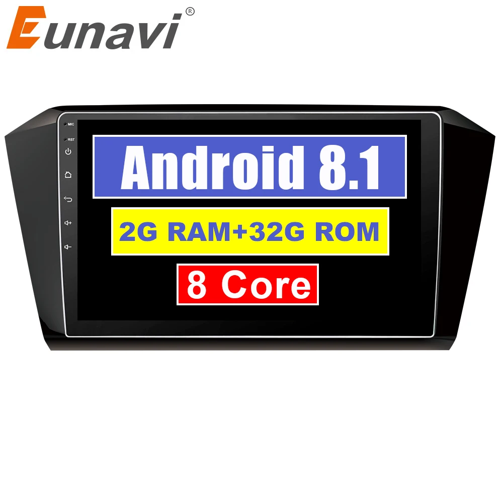 Eunavi Android 8 1 Восьмиядерный 9 дюймов Автомобильный Радио DVD плеер с JPS и навигацией