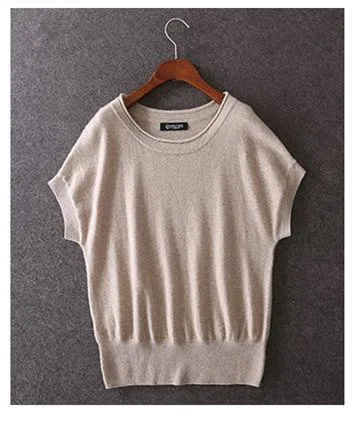 Женский кашемировый пуловер с круглым вырезом коротким рукавом летучая мышь |