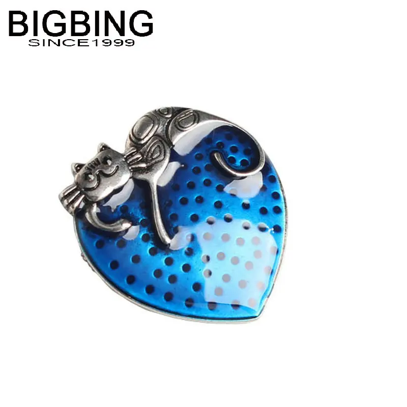 J238 BigBing Модная бижутерия Золотой Серебряный Кот Красный Синий Сердце Брошь модная брошь хорошее качество без никеля - Окраска металла: blue