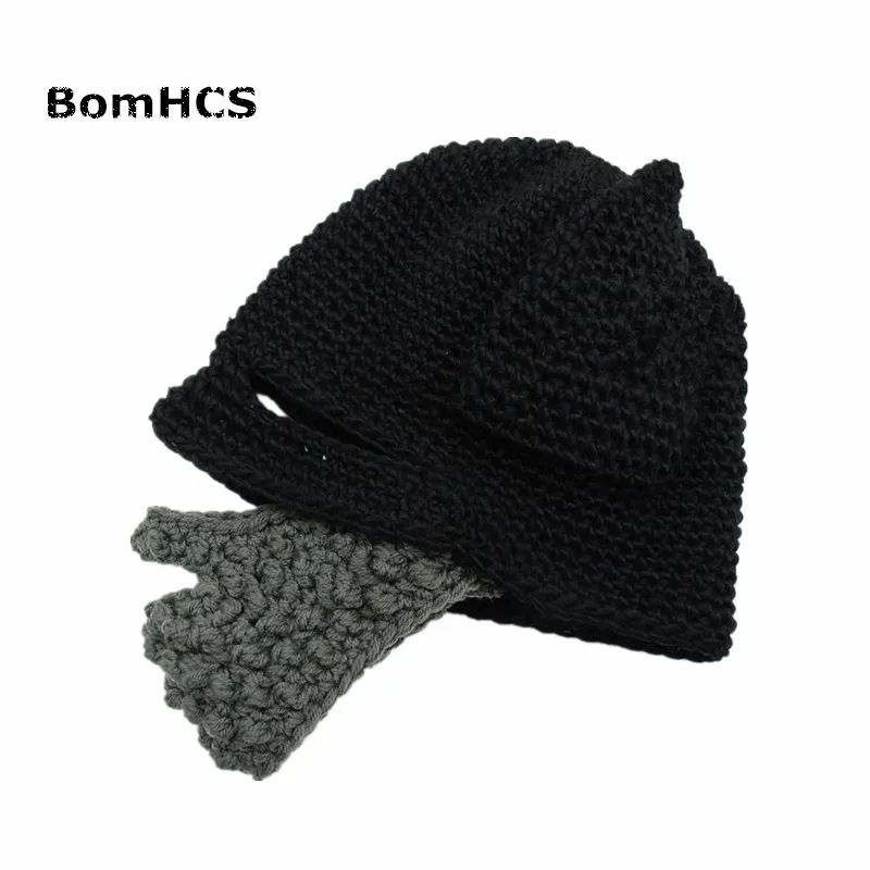 BomHCS шапка с бородой рыцарская Gorro ручной работы вязаная крючком зимняя теплая