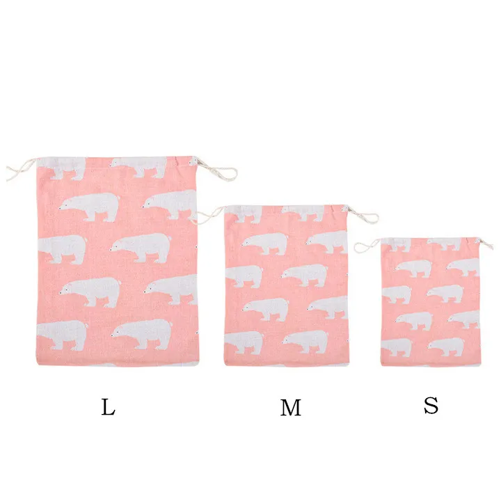 Polar bear pink XZXBBAG хлопок белье Фламинго Макияж сумка-мешок на шнурке для дорожных принадлежностей Органайзер косметички косметичка - Цвет: Polar bear pink