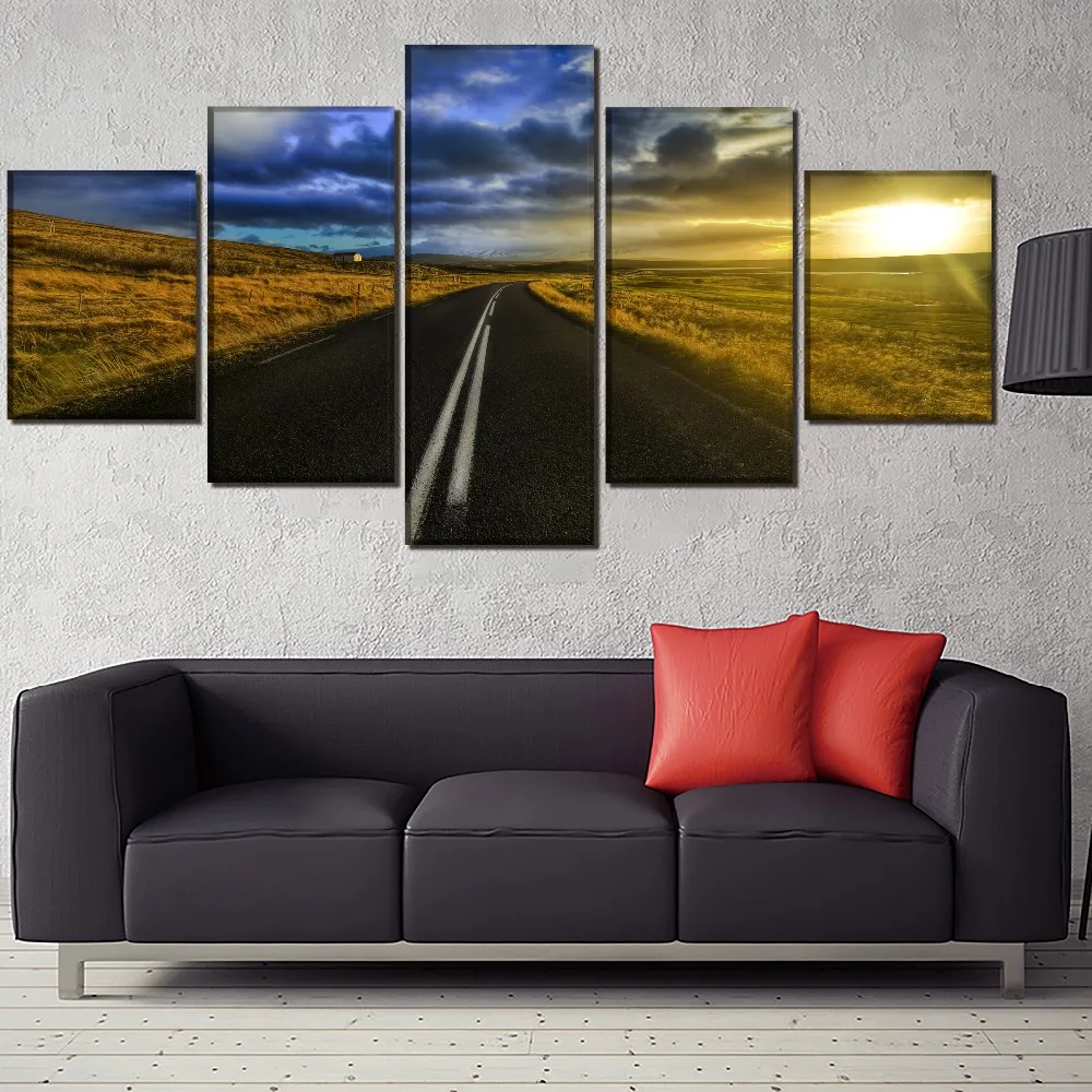 Рамки Книги по искусству Home Decor Гостиная стены 5 шт. шоссе облако восхода холст