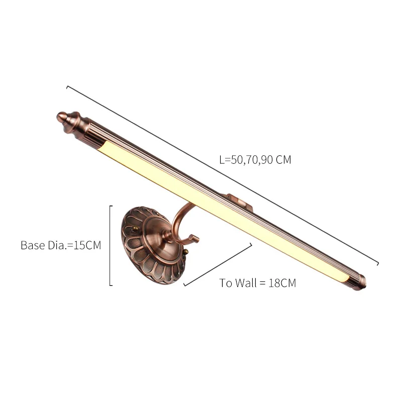 JUSHENG античная бронза светодиодный настенные светильники в Ванная комната с