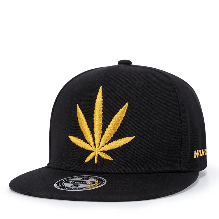 Вышивка кленовый лист модная унисекс плоская шляпа хип хоп Уличный танец Snapback